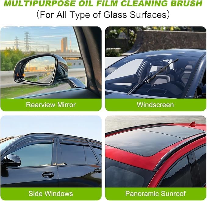 Automotive Oil Film Cleaning Brush, Car Glass Oil Film Cleaner Brush, Repellent Film for car Windows, Improves Clarity and Visibility,Universal Clear Windshield Cleaner Wipe Board (2 Pcs)