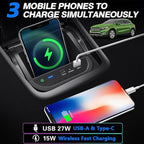 Wireless Car Charger for Mercedes-Benz GLA GLB CLA A-Class B-Class 2013-2019, OEM Custom Fit with 27W USB-A & Type-C Wireless Fast Phone Charging Pad for Mercedes-Benz Interior Accessories