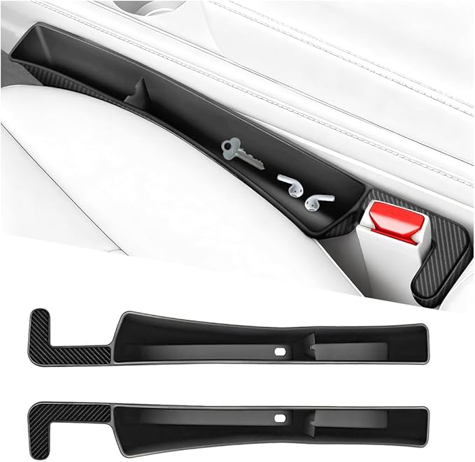 2PCS Car Seat Gap Filler Organizer, Seat Side Gap Organizer for Phone Keys Cards, Multifunctional Automotive Interior Storage Accessories, Universal for SUV Truck Sedan (Black)