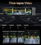 12" Rear View Mirror Camera, 3 Channel 4K Mirror Dash Cam Front, Inside and Rea1080P Camera, Smart Full Touch Screen Backup Camera for car, Dash Cam with WDR Camera,Night Vision,Free 64GB Card & GPS