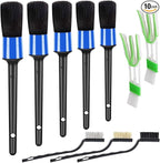 HMPLL 10pcs Detailing Brush Set, Multi-Purpose Car Detailing Brushes for Cleaning Car Interior, Exterior, Engine, Leather, Including 5 car Cleaning Brush, 3 Wire Brush, 2 Air Vent Brush,Blue