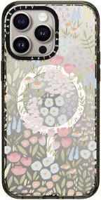 CASETiFY Impact iPhone 15 Pro Max Case [4X Military Grade Drop Tested / 8.2ft Drop Protection/Compatible with Magsafe] - Flower Prints - Eleanor by Ivory Paper Co - Clear Black