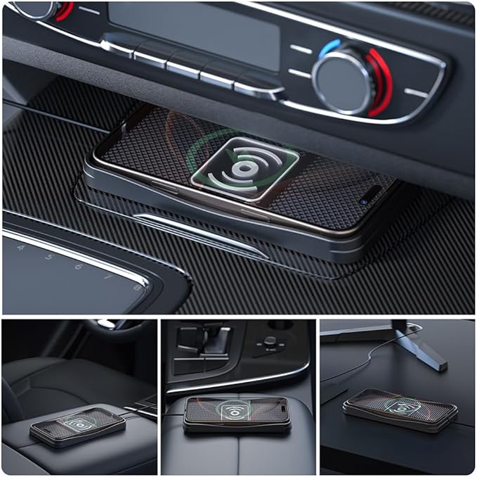 Car Wireless Charger Pad for Nissan Z 2023-2026, Type-C/USB 20W Fast Wireless Car Charger Pad Non-Slip Cordless Charging Mat,A-30cm Cable Type-C Plug
