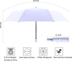 BAODINI Small UV Protection Travel Umbrella Compact for Rain and Sun UPF 50+ Windproof Portable 42 inch Umbrella for Women and Men