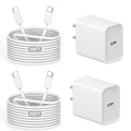 10Foot USB C Charger for iPhone 16 Charger, 2Pack 20W Type C Charging Block Long 10FT USB C Cord Cable Fast Charging for Apple iPhone 16/16e/16 Pro/16 Plus/16 Pro Max/15/15 Plus, iPad mini/iPad Air