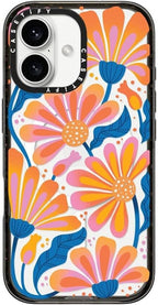 CASETiFY Impact Case for iPhone 16 [Slim / 8.2 ft. 4X Military Grade Drop Protection/Compatible with Magsafe] - Lazy Daisy - Clear Black