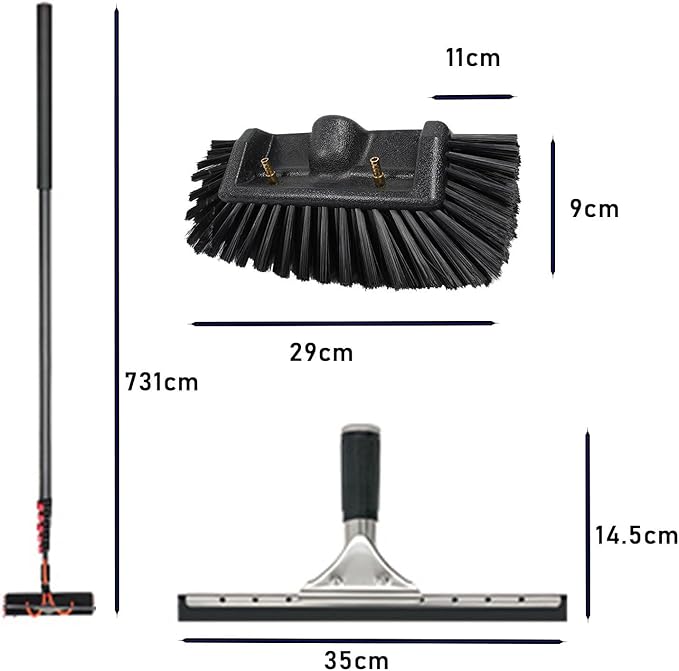 39 FT Telescopic Brush - High-Strength Carbon Fiber Water Fed Pole for Solar Panel & Window Cleaning Extendable Cleaning Kit with Retractable Brush Head