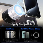 Vacuum Magnetic Suction Phone Holder,Upgraded 360° Adjustable Suction Cup Car Phone Mount,Hands-Free Cell Phone Holder for Car/Gym/Mirror/Smooth Surface,Compatible with iPhone 16/15/14/13/12 （white)