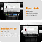 Canvcle Hidden Under Screen Storage Box for 2016-2026 Tesla Model Y/Model 3 Accessories,One‑click open & Silent Damping Slides Center Console Organizer (Fit New Model Y Juniper/Model 3 Highland)