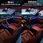 Acrylic Interior Car Ambient Lighting Kits, LED Strip Lights with Wireless APP, Neon Fiber Optic Lights Function LED Strip for Car with Music Modes (6 in 1)