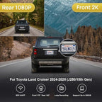Fitcamx Front 2K+Rear 1080P Dash Cam Adapts for Toyota Land Cruiser 2024-2026 First Edition 1958 (J250/Gen15), OEM Look, Dual HD Video, WiFi & APP, Loop Recording, G-Sensor, Easy to Use, 64GB Card