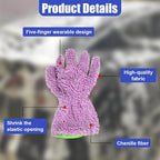 2PCS Car Wash Mitts, Double Sided Chenille Microfiber Dusting Gloves with 5-Finger Design, Anti-Scratch Auto Interior Exterior Detailing Mitt for Cleaning Wheel Tight Spot (Purple)