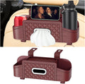 Car Headrest Backseat Organizer, Multifunctional Vehicle Seat Back Hanging Storage Box with Cup Holder and Hooks, Automotive Interior Headrest Storage Organizer, Universal Fit (Wine Red)