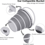 Collapsible Wash Bucket with Microfiber Mitt, 10L (2.6 Gallon) Portable Collapsiblle Buckett with Handle for Car Wash Household Cleaning, Multiuse Collapsibles Water Bucket and Car wash mitt - Grey