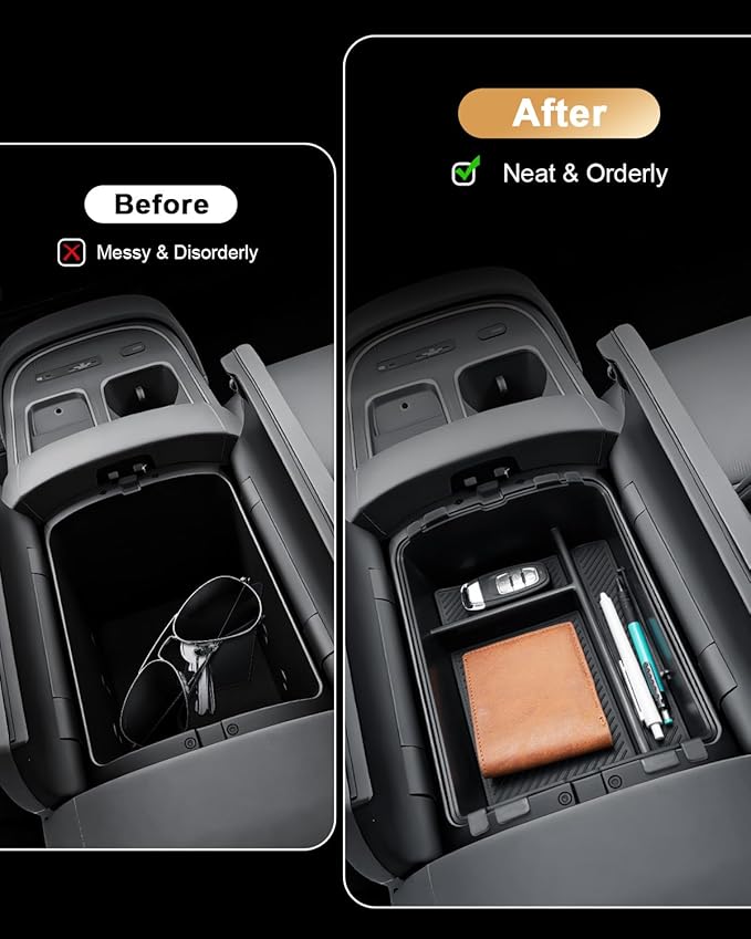 ECOZEN 2026 Palisade Center Console Organizer - 2 Pcs Double-Layer Center Console Organizer + Lower Center Console Tray For 2026 Hyundai Palisade/Palisade Hybrid - Only Fit Palisade Calligraphy Trim