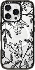 CASETiFY Impact Case for iPhone 16 Pro [Slim / 8.2 ft. 4X Military Grade Drop Protection/Compatible with Magsafe] - Botanical Jasmine - Clear Black