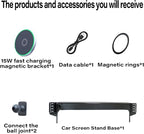 Car Phone Holder for 2024 2025 2026 Toyota Tacoma/2025 Toyota 4Runner Accessories 15W MagSafe Fast Wireless Charger Cell Phone Mount Apply to 14 Inch Touch Screen Fixed Clip 360° Rotation