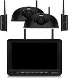 ZEROXCLUB 4 Cameras Wireless RV Backup System with 7-Inch Monitor, 2 Rear Sharkfin 2 Side Cameras, IR Night Vision, IP69k Waterproof Recording, Compatible with Furrion Pre-Wired RV Truck Trailer BW4