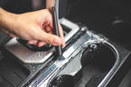 Detail Factory - Crevice Mini Detailing Brush Combo Kit - One Boar's Hair Brush + One Ultra-Soft Synthetic Brush, Heavy Cleaning Action for Small Spaces, Red + Black (2 Pack)
