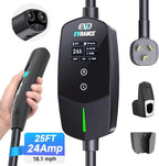 EVDANCE Level 2 EV Charger for Tesla, 24Amp 240V/25FT NEMA 10-30 Plug, 25FT Cable for Model S/3/X/Y, One-Touch Open Connector & Adjustable Current (10-24A) for Home/Garage Use, IP66 Waterproof