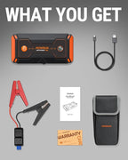 Powrun P-ONE Jump Starter, 2000A Portable Jump Box - Car Jump Starter Battery Pack for up to 8.0L Gas and 6.5L Diesel Engines, 12V Battery Jump Starter with Carry Case (Orange)