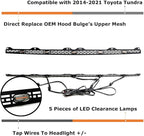 iJDMTOY Clear Lens Amber Yellow Full LED Front Upper Hood Bulge Insert Replacement Lighting Kit Compatible with Toyota 2014-2021 Tundra