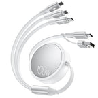 CAFELE 100W Multi Charging Cable, 6-in-1 Retractable USB C/A Cable, 5A Fast Charger Cord for Multiple Devices with Type C/L/Micro Ports for Phone 17 16 15 14 Pro Max, S24/S23, MBook, Pad (4.3ft) White