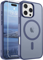 SUPFINE Magnetic for iPhone 16 Pro Case (Compatible with MagSafe) (Military Grade Drop Protection) Slim Translucent Matte Shockproof with Anti-Fingerprint Phone Case,Lavender Gray