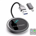 2-in-1 Wireless CarPlay Adapter 2026 for Apple iPhone & Android Auto Adapter, Plug&Play CarPlay Dongle Converter, Fast Auto-Connect,Compact Design Fast Stable Connection with USB/USB-C Port (Grey)