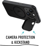 Spy-Fy Privacy Case Compatible for iPhone 15 with Camera Covers Front and Rear | Smokey Black | Magsafe Compatible and Kickstand | 6-Foot Drop Proof | 6,1 Inch | Camera Protection by Valenta