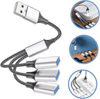 USB Way Splitter Hub Male to Female USB Adapter for Portable Power and Data Transfer Compatible Devices for Cars and Computers