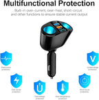 Cigarette Lighter Adapter, USB C Car Phone Charger Adapter with Voltmeter, QC3.0 & PD 24V Cigarette Lighter Splitter, 12V USB Outlet Car USB Charger Fast Charging for Phone Tablets Dashcam