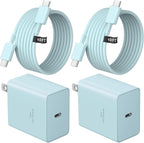 USB C Charger Type C Charger Fast Charging 10FT 45W Samsung Chargers 2-Pack with iPhone Air/17/17 Plus/17 Pro/17 Pro Max/16/16 Plus/16 Pro/16 Pro Max/15/15 Pro Max/iPad Pros/Galaxy S25 S24(Blue)
