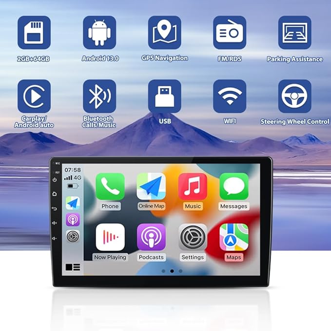 Car Radio Stereo Upgrade for Dodge RAM 1500/2500/3500 2002-2005, Android Head Unit with 9 Inch Touch Screen/Backup Camera/Wireless CarPlay & Android Auto/Mirroring/Wi-Fi/Bluetooth/SWC