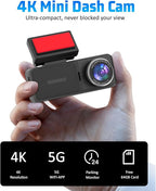 4K Dash Cam Front and Rear, 4K+2K Dash Camera for Cars with 5GHz WiFi & APP Control 64GB Included, 3.2" IPS Screen Dual Dashcam 24H Parking Monitor G-Sensor Night Vision Loop Recording