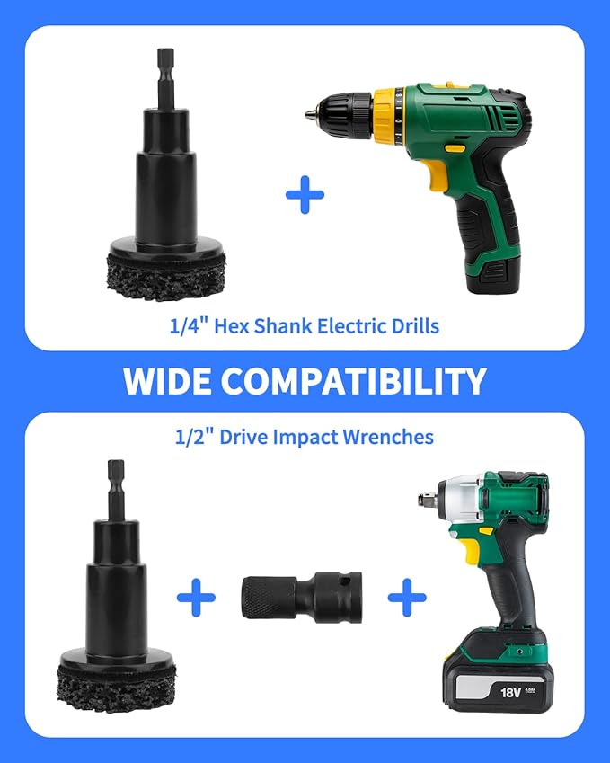 Brake Cleaner & Wheel Hub Cleaning Tool Kit, 5 Grinding Heads for Rust Removal, Fits Drill - Car Truck SUV Maintenance