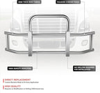 DNA MOTORING Front Bumper Brush Bull Bar Deer Guard Compatible with Freightliner Cascadia 2008-2017, 3mm Thick Iron Tubing, Polished Chrome, DG-G-002-SS+BKIT-DG-004