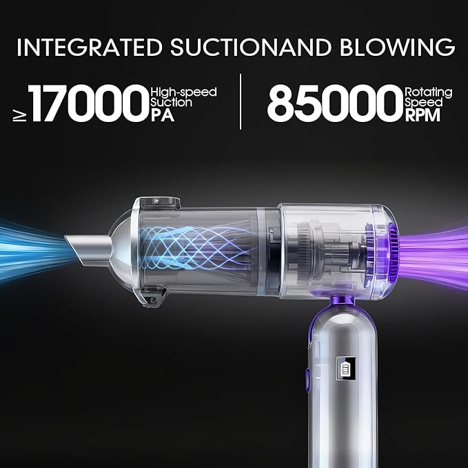 DSP 11-in-1 Handheld Car Vacuum Cleaner, 120W High Power Cordless Vac with 17kPa Suction, Multi-Nozzles for Car, Home, Keyboard, Sofa & Pet