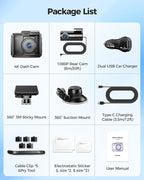 AZDOME 4K HDR Dash Cam with No-Light Full-Color Night Vision, 128GB eMMC, ADAS, 4K+1080P Dashcam Front and Rear, 5GHz WiFi GPS 24H Parking Mode Car Camera, GS63Pro