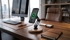 ClikDock Cell Phone Magnetic Wireless Charger Stand, 360° Spin, Aluminum Construction, Compatible with MagSafe Phones for iPhone & Andriod (Oak Wood)