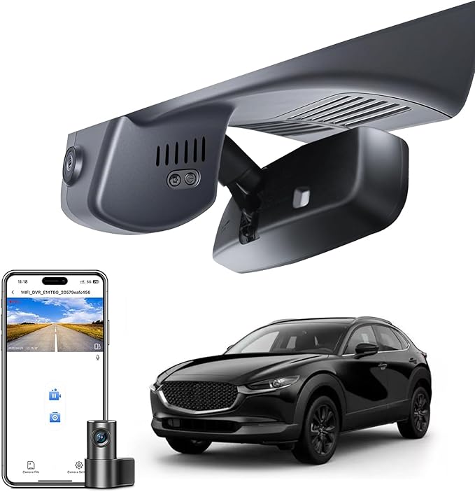 mangoal Front 4K & Rear 1080p Dash Cam Custom for Mazda CX-30 2024 2025 2026(Model B), UHD 2160P Video, Free App & WiFi, 128GB Card