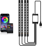 Car Interior LED Lights, RGB Interior Light Strips with Smart App Control, Multicolor Accent Neon Lights, Music Sync Under Dash Footwell Neon Lighting Kit