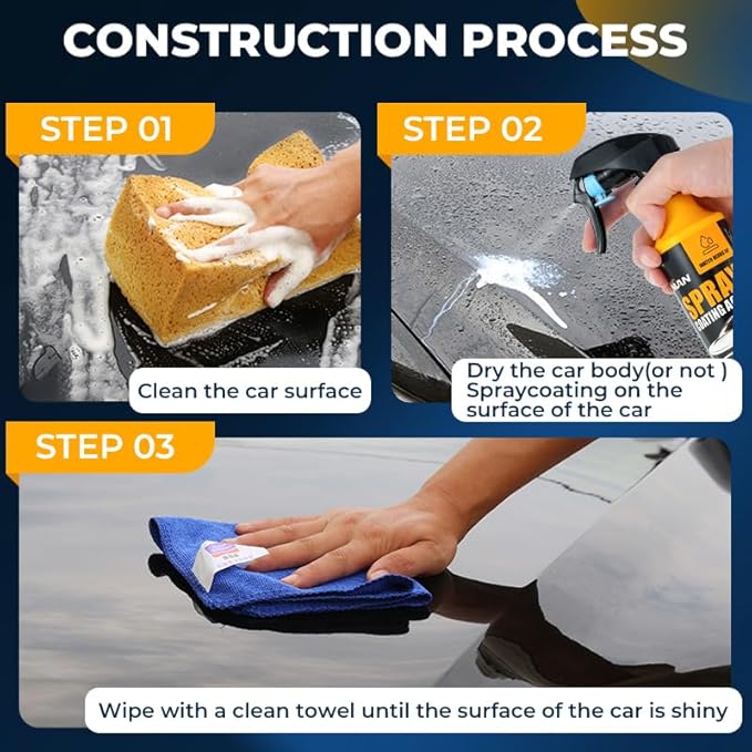NUAN Nano Hydrophobic Ceramic Coating, 300ml Car Coating Spray Kit, Easy-to-Spray Auto Paint Protection, Includes Microfiber Cloth for Vehicle Shine & Protection