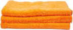 Maxshine 16" x 24" Universal 3-Pack Orange 500GSM Edgeless Microfiber Towel – Ultra-Soft & High Absorbency – Ideal for Car Detailing, Polishing & Finishing – Lint-Free Cleaning Cloth