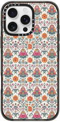 CASETiFY Impact iPhone 16 Pro Max Case [Slim/Compatible with Magsafe / 8.2 ft. 4X Military Grade Drop Protection] - Persian Floral - Orange - Clear Black
