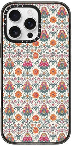 CASETiFY Impact iPhone 16 Pro Max Case [Slim/Compatible with Magsafe / 8.2 ft. 4X Military Grade Drop Protection] - Persian Floral - Orange - Clear Black