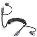 Basesailor for iPhone 17 16 Pro Max Car Charger Cord Coiled 3.3FT,4 in 1 USB C Coil 60W Multi Type C Fast Charging Cable with USB and Lightning Adapter for CarPlay,Apple 15 14 13 12,S26 S25,iPad Air 5