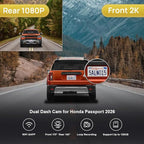 Fitcamx Front 2K+Rear 1080P Dash Cam for 2026 Honda Passport RTL TrailSport Touring Blackout Elite (HD2-D4100), OEM Style, Dual HD Video, Loop Recording, WiFi & APP, G-Sensor, Easy to Set, 64GB Card