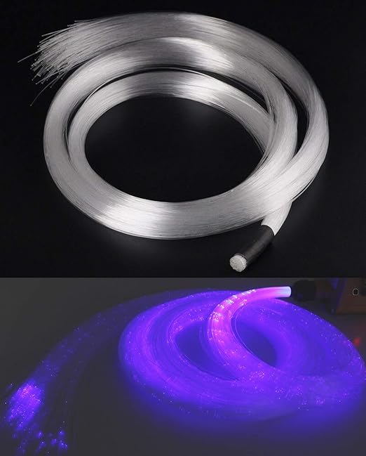 AZIMOM 300pcs 0.03in 9.8ft PMMA Plastic Fiber Optic Curtain Waterfall Light Cable Flash Point Fiber Optic Strands Side Glow Optical Fiber Hanging Strings