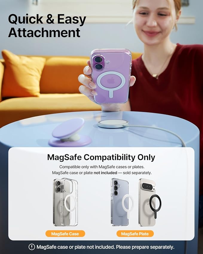 Sinjimoru for MagSafe Phone Grip, Soft Silicone Magnetic Finger Grip for iPhone 17/16/15/14/13, Comfortable One-Touch Holding, M-Tap Tok Pink